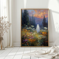 Ghostly Meadow Landscape Canvas - Whimsical Nature Art - Gallery Canvas image 12
