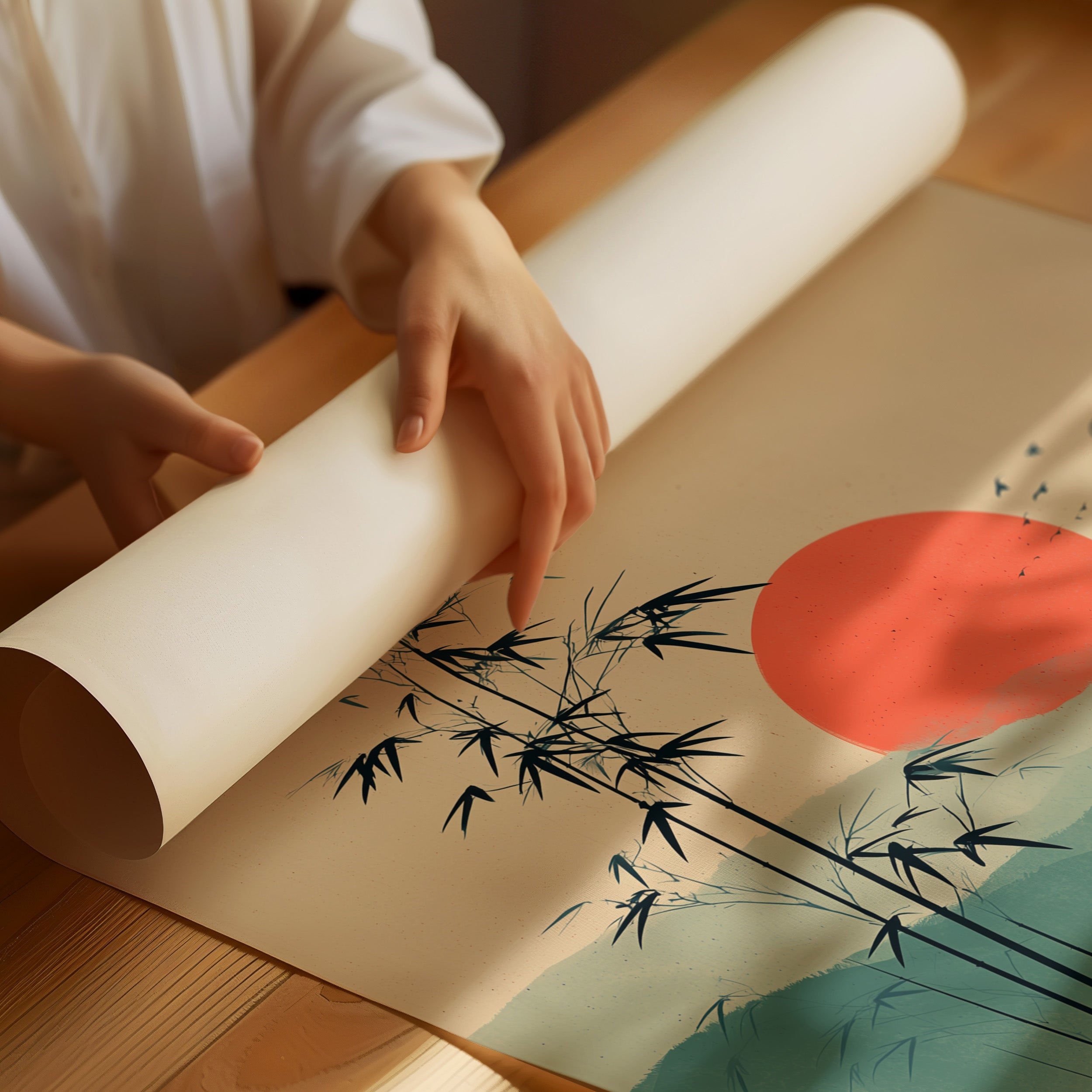 Bamboo Bends Toward Rising Sun