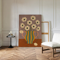 Falling Bloom in a Striped Vase