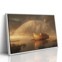 Wooden Ark Beneath Rainbow Promise