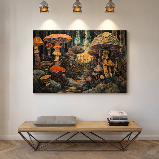 Enchanted Mushroom Forest: Mystical Fantasy Canvas Wall Art