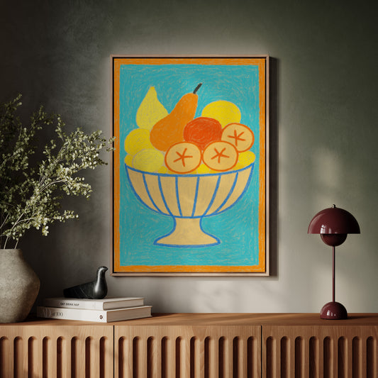 Sunny Fruit Bowl on Blue