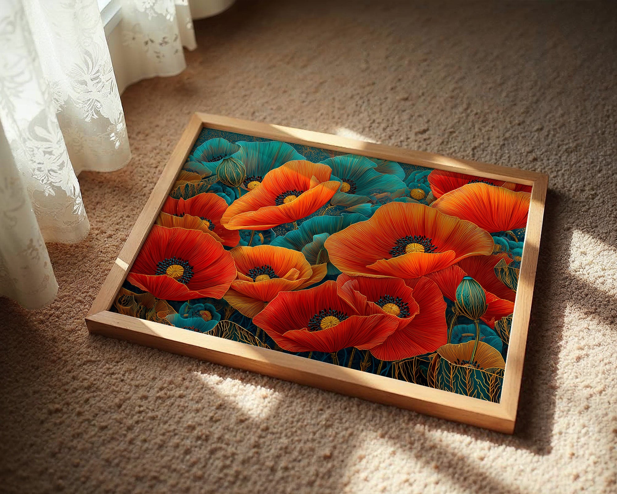 Poppies Dance In Turquoise Dreams