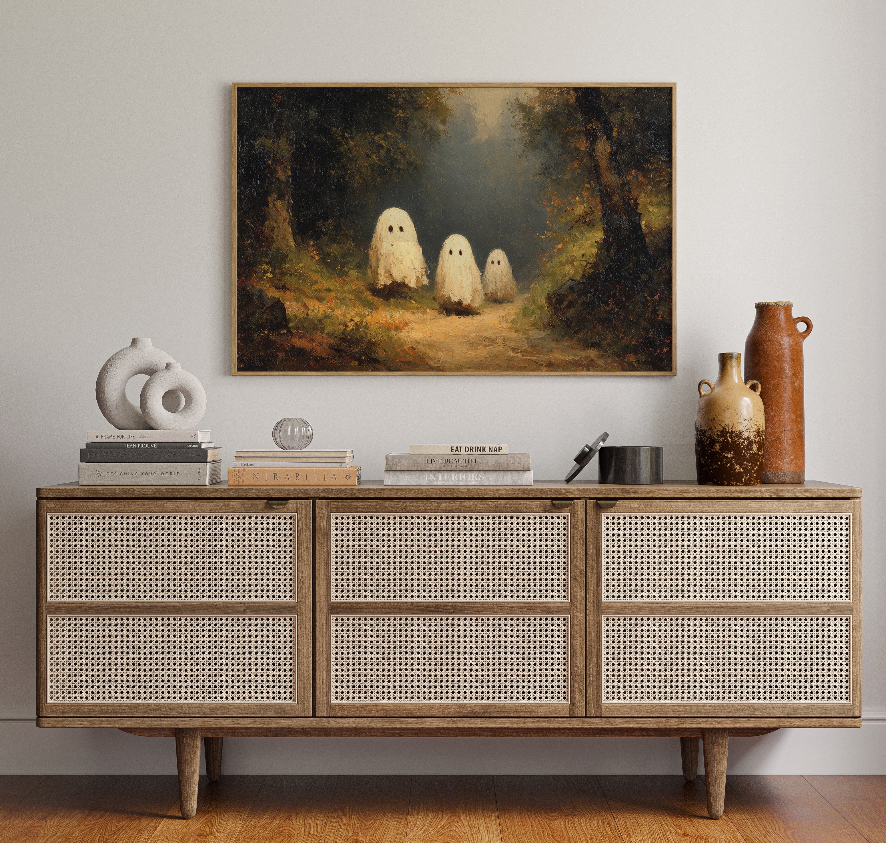Whimsical Spirits in a Misty Forest