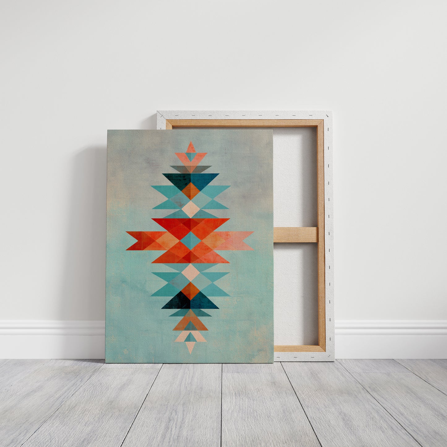 Geometric Harmony in Turquoise and Coral