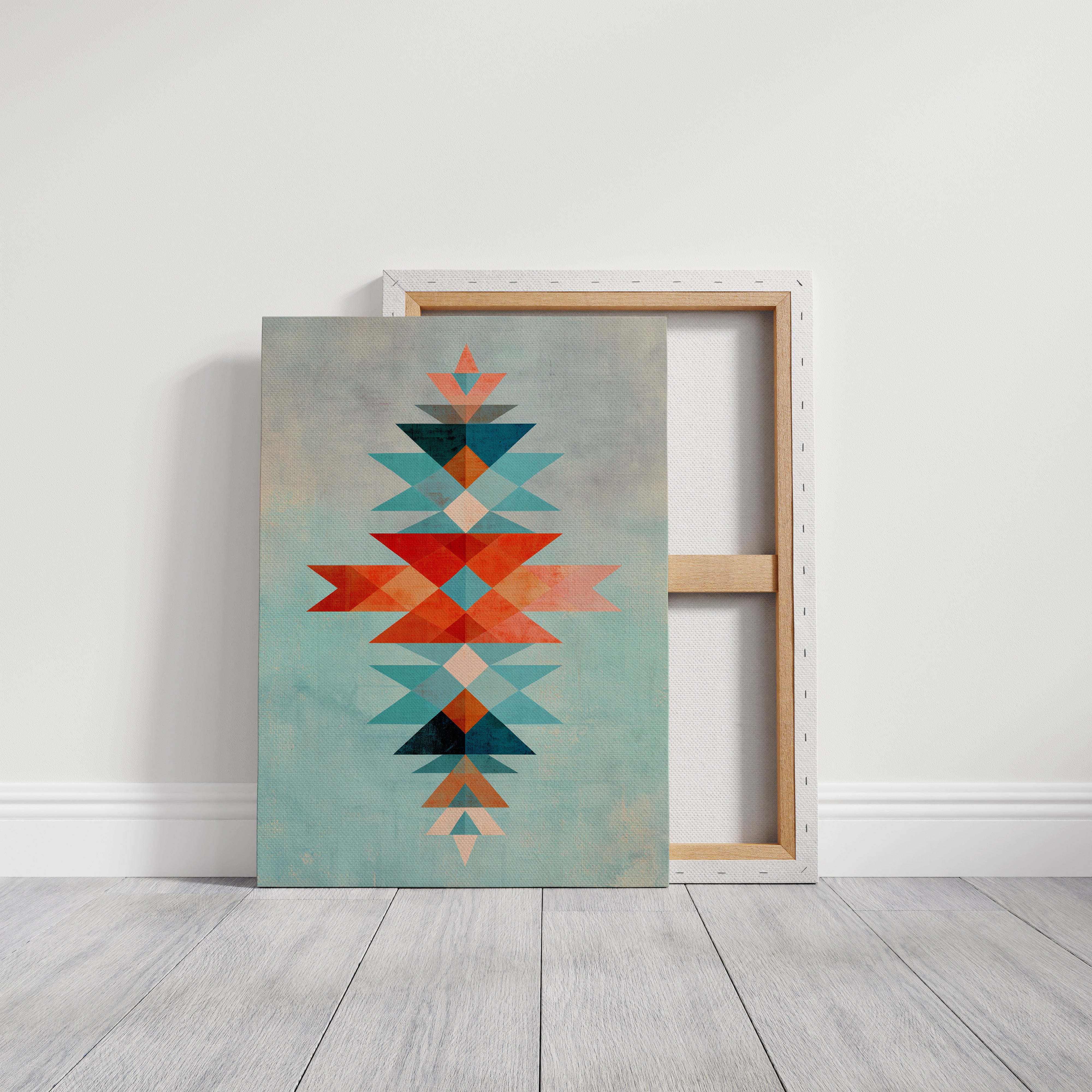 Geometric Harmony in Turquoise and Coral