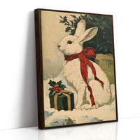 Oil-Painted Bunny with Red Ribbon