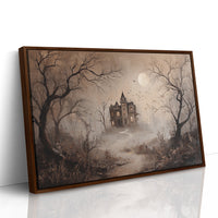 Fogbound Manor Under Moonlight