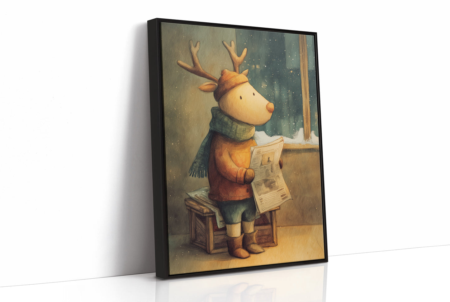 Winter Headlines: A Reindeer's Morning Ritual
