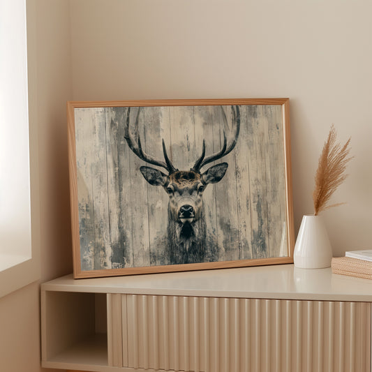 Noble Stag Against Winter Wood
