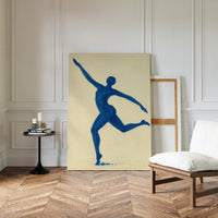 Leaping Figure in Indigo Grace