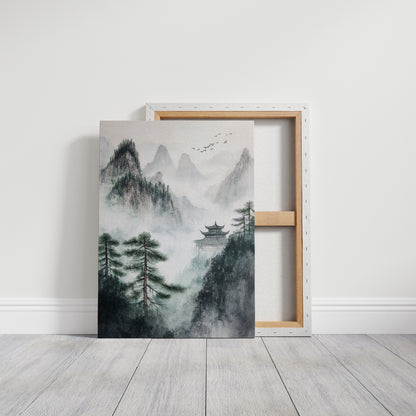 Misty Mountain Landscape – Tranquil Chinese Zen Wall Art