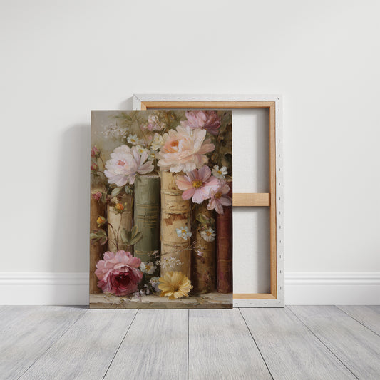 Peonies Rest Among Vintage Volumes