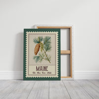 Maine White Pine Cone Watercolor Stamp