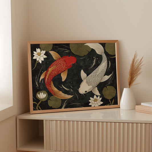 Koi Dance Among Midnight Lotuses