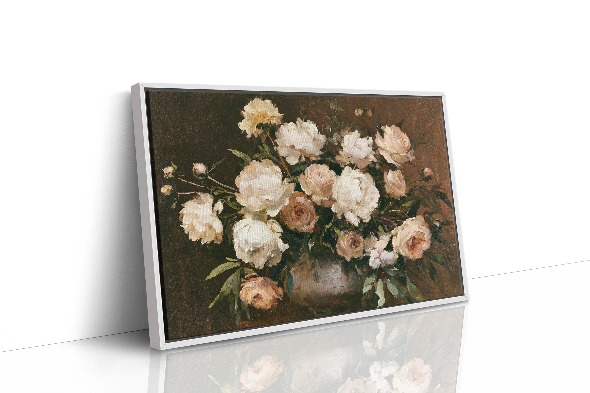 Roses and Peonies, Antique Vase