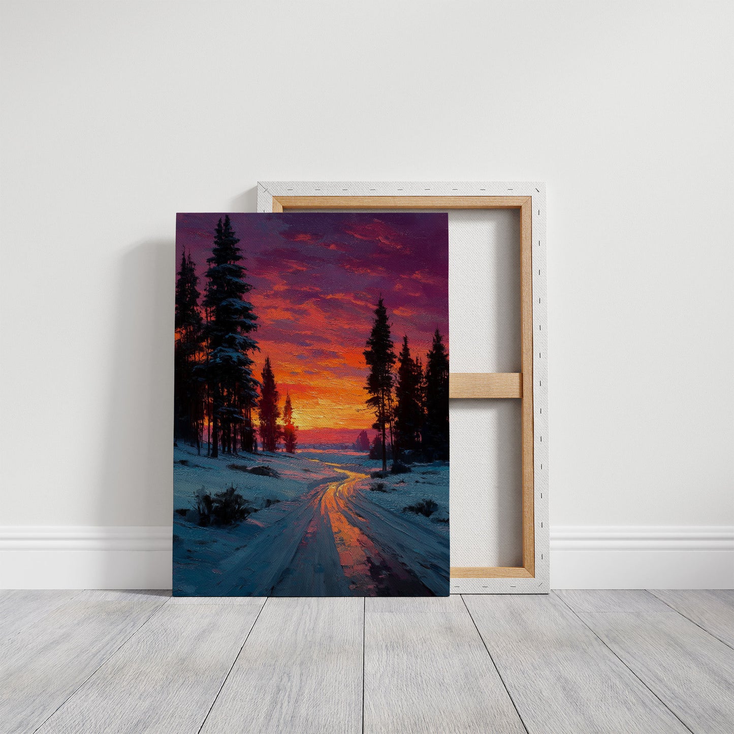 Winter Path Catches Fire At Dusk