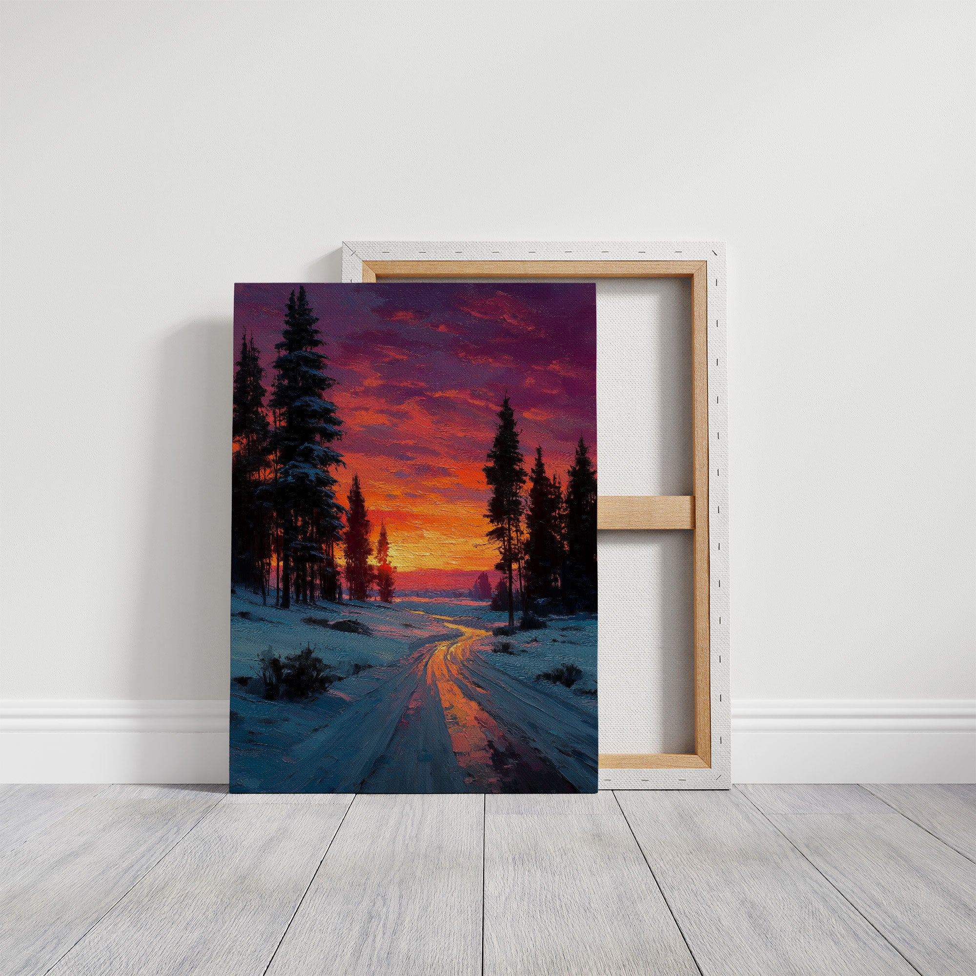 Winter Path Catches Fire At Dusk