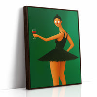 Surprised Ballerina with Wine Glass