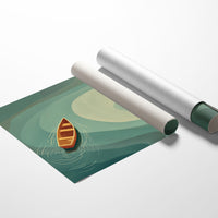 Solitary Vessel Approaches Golden Shore