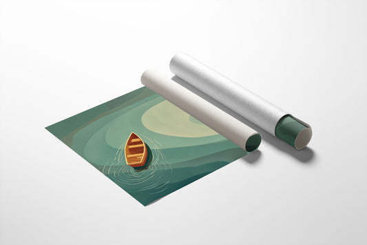 Solitary Vessel Approaches Golden Shore