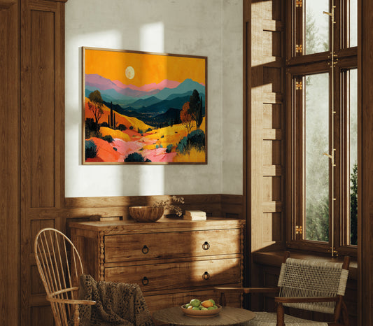 Valley Lights Beneath Moonlit Saguaros