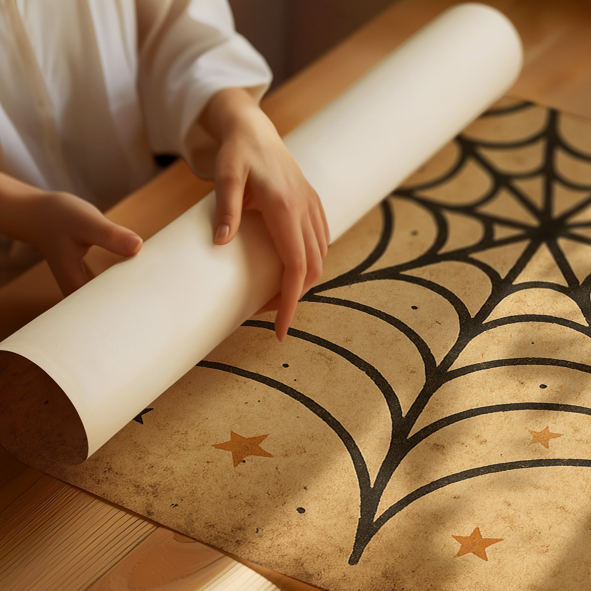 Starlit Webs On Vintage Parchment