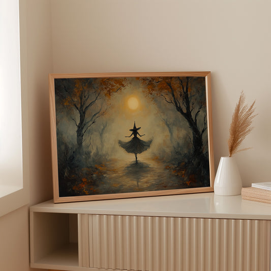 Moonlit Dance Through Autumn's Path