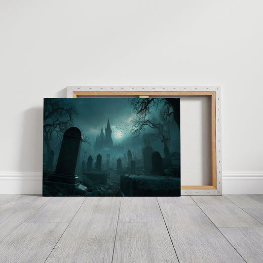 Moonlit Spires Beyond Ancient Graves