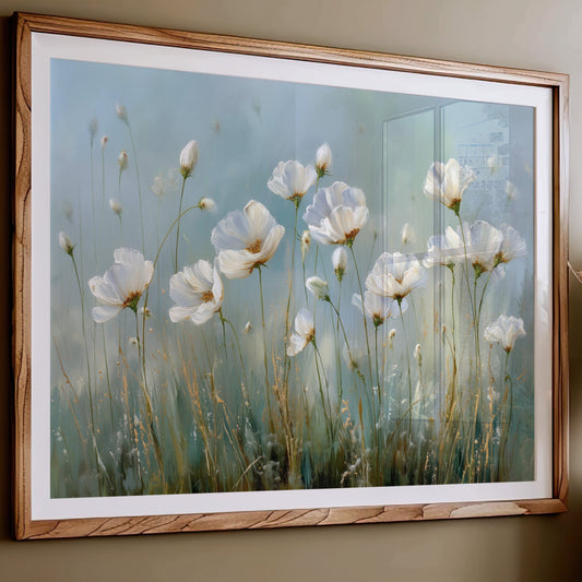 White Poppies Dance In Morning Mist