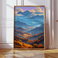 Autumn Light Cascades Through Mountains