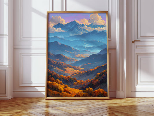 Autumn Light Cascades Through Mountains