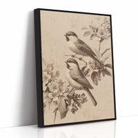 Chickadees Among Cherry Blossoms
