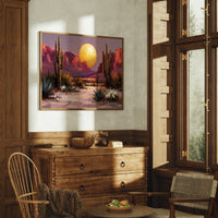 Saguaros Dance Under Golden Moonrise