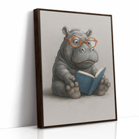 Baby Hippo Reading with Glasses
