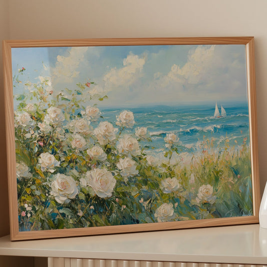 Coastal Roses Watch Sailboats Pass