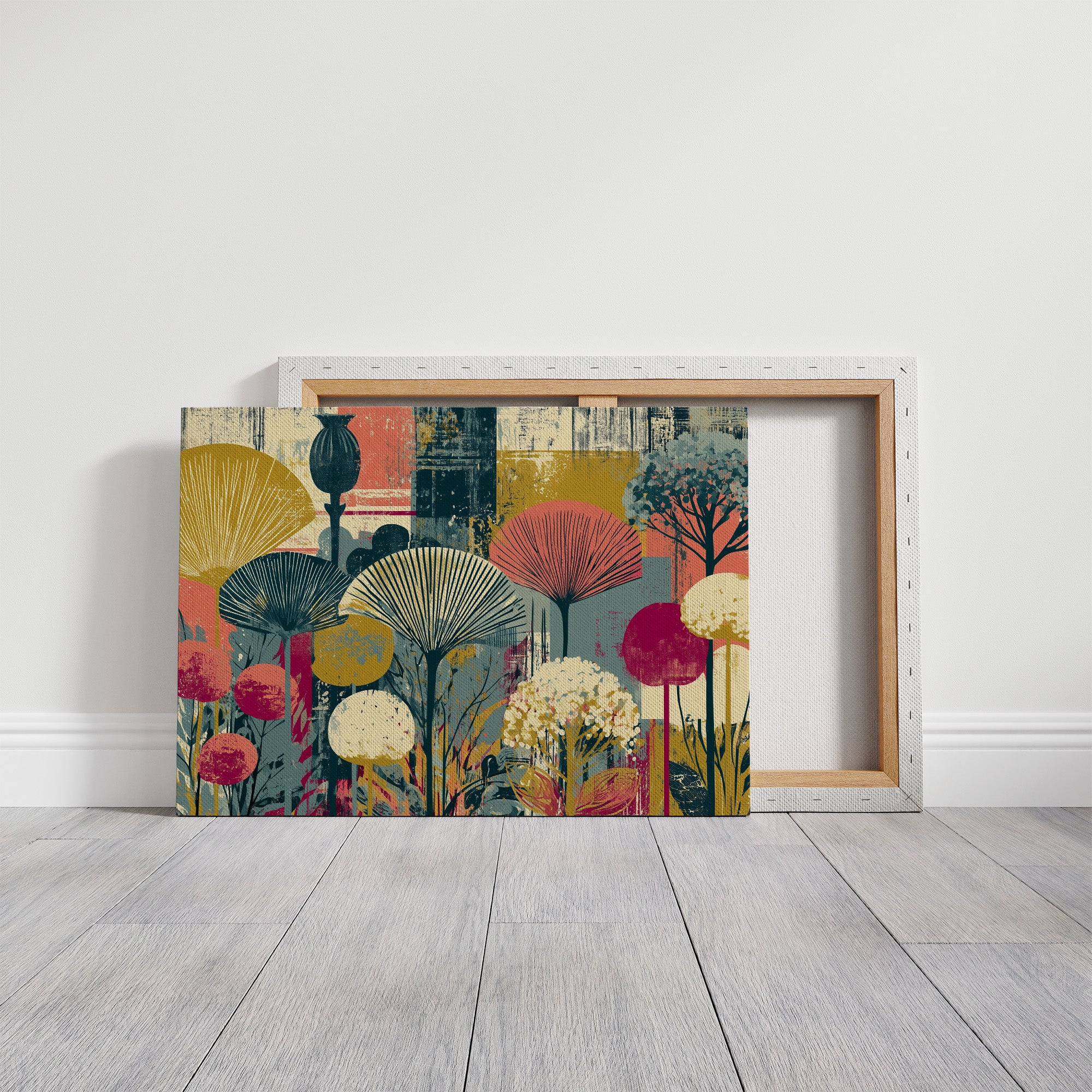 Fan Flowers, Retro Botanical Collage