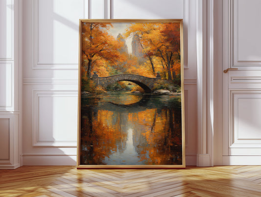 Maple Fire Mirrors Stone Bridge