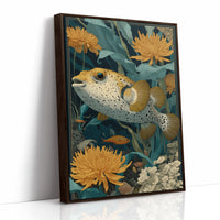 Pufferfish Among Chrysanthemums