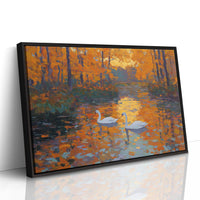 Swans Beneath the Amber Canopy