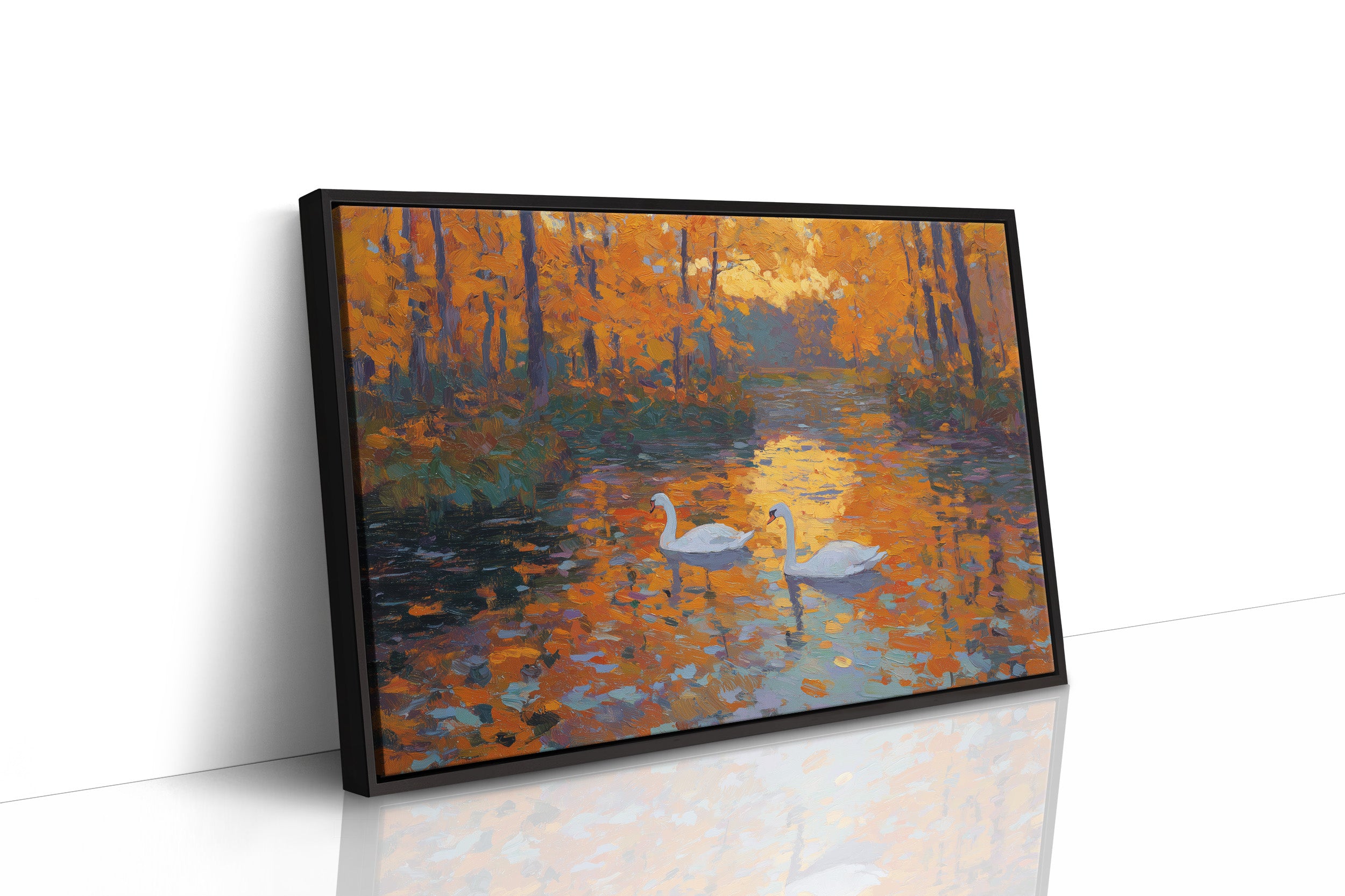 Swans Beneath the Amber Canopy