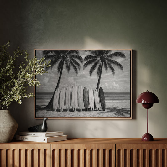 Surfboards and Palms in Paradise