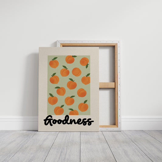 Peach Parade On Mint Canvas