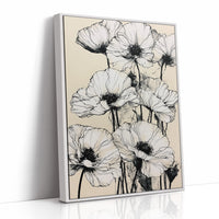 Botanical Poppies in Ink Wash