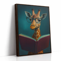Giraffe with Glasses Reading a Book