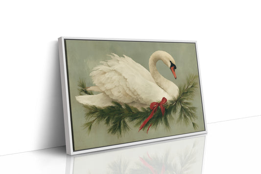 Winter Swan Among Pine Branches