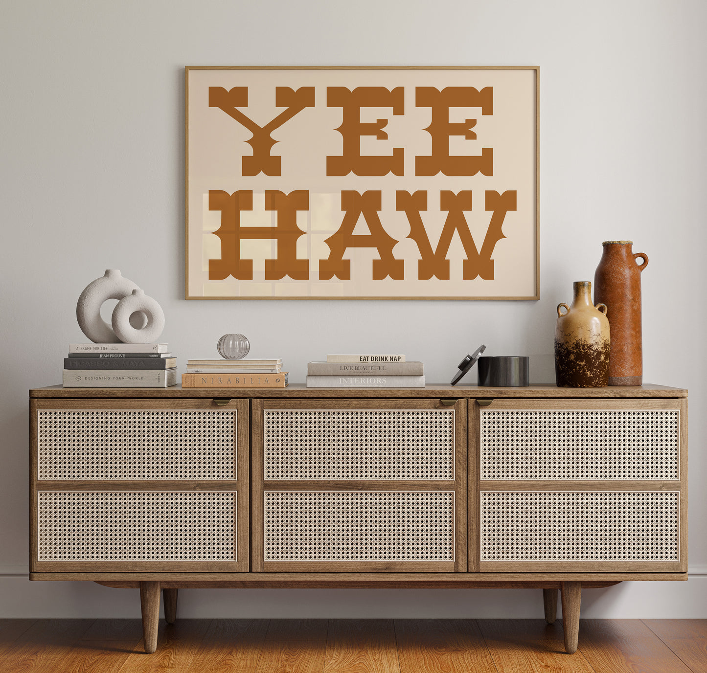 Yee Haw Western Wall Art – Rustic Cowboy Typography Print