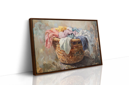 Rustic Simplicity: Vintage Laundry Basket Canvas Wall Art