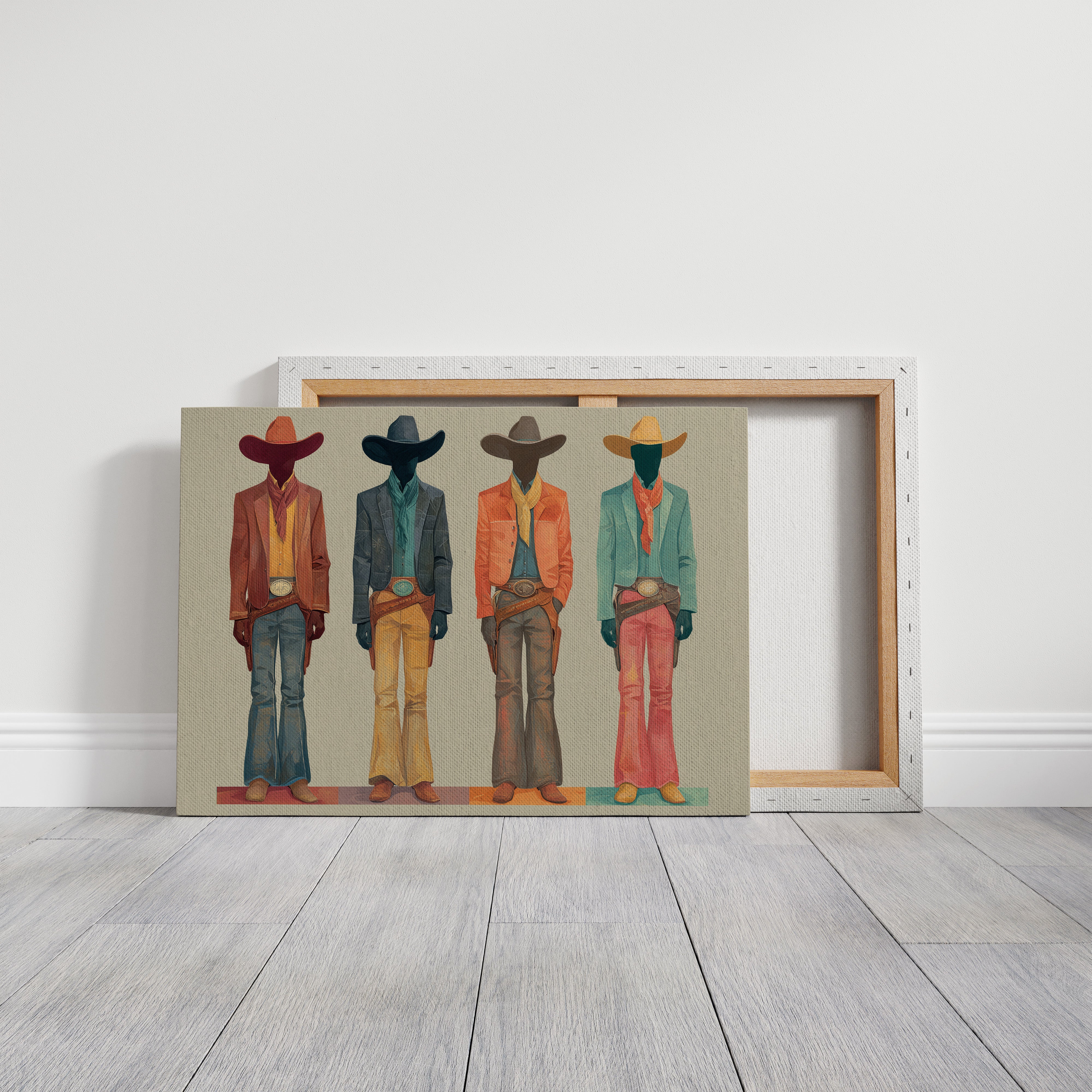 Western Quartet: Faceless Cowboys in Color
