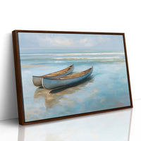 Canoes Rest On Azure Shores